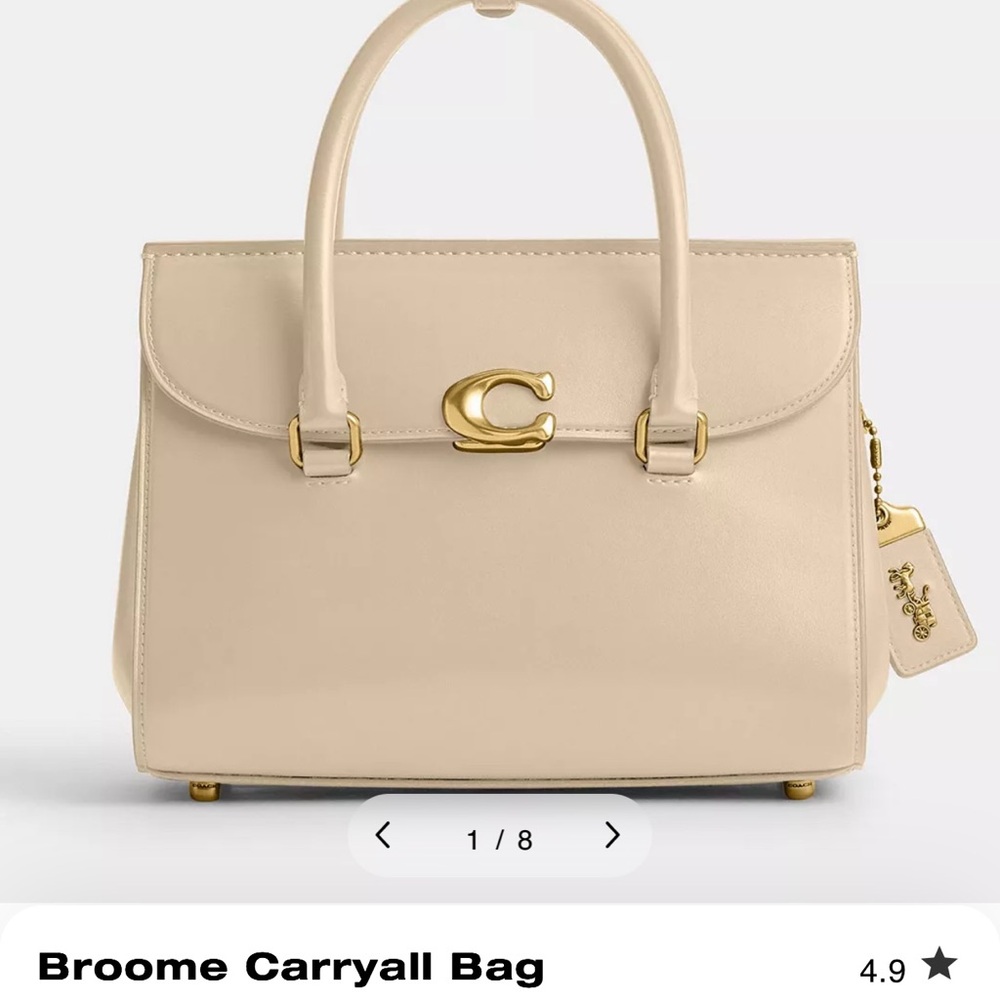 Coach Cream Broome Carryall Satchel with Gold Hardware
